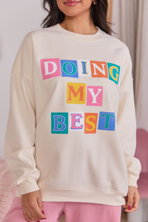 Doing My Best Cream Graphic Sweatshirt SALE
