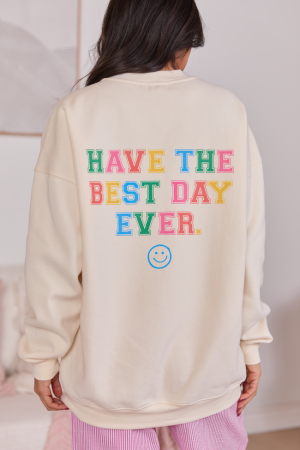 Happiness Social Club Cream Graphic Sweatshirt SALE