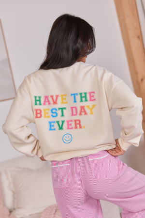 Happiness Social Club Cream Graphic Sweatshirt SALE